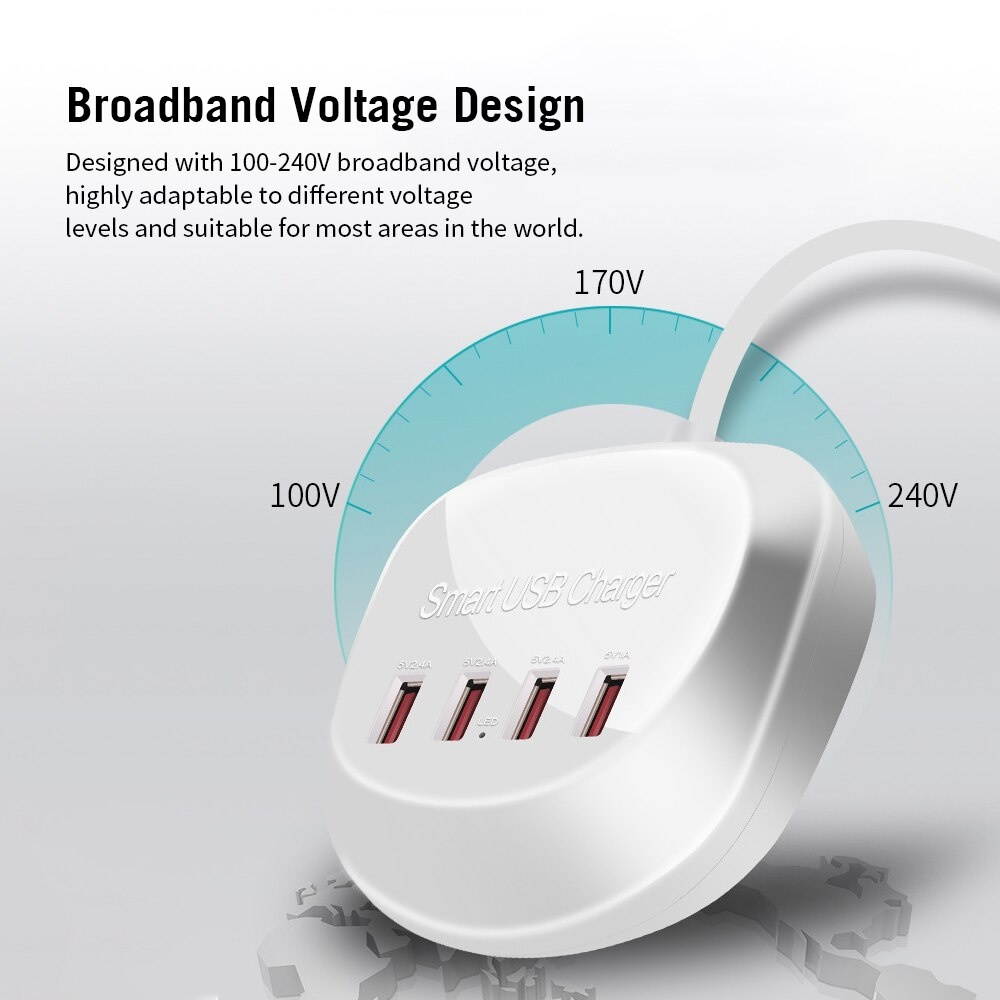 WLX-T3 Smart Multi-port Fast Charger Portable Four Ports Quick Charge Multiple Protection For Mobile Phones Laptops