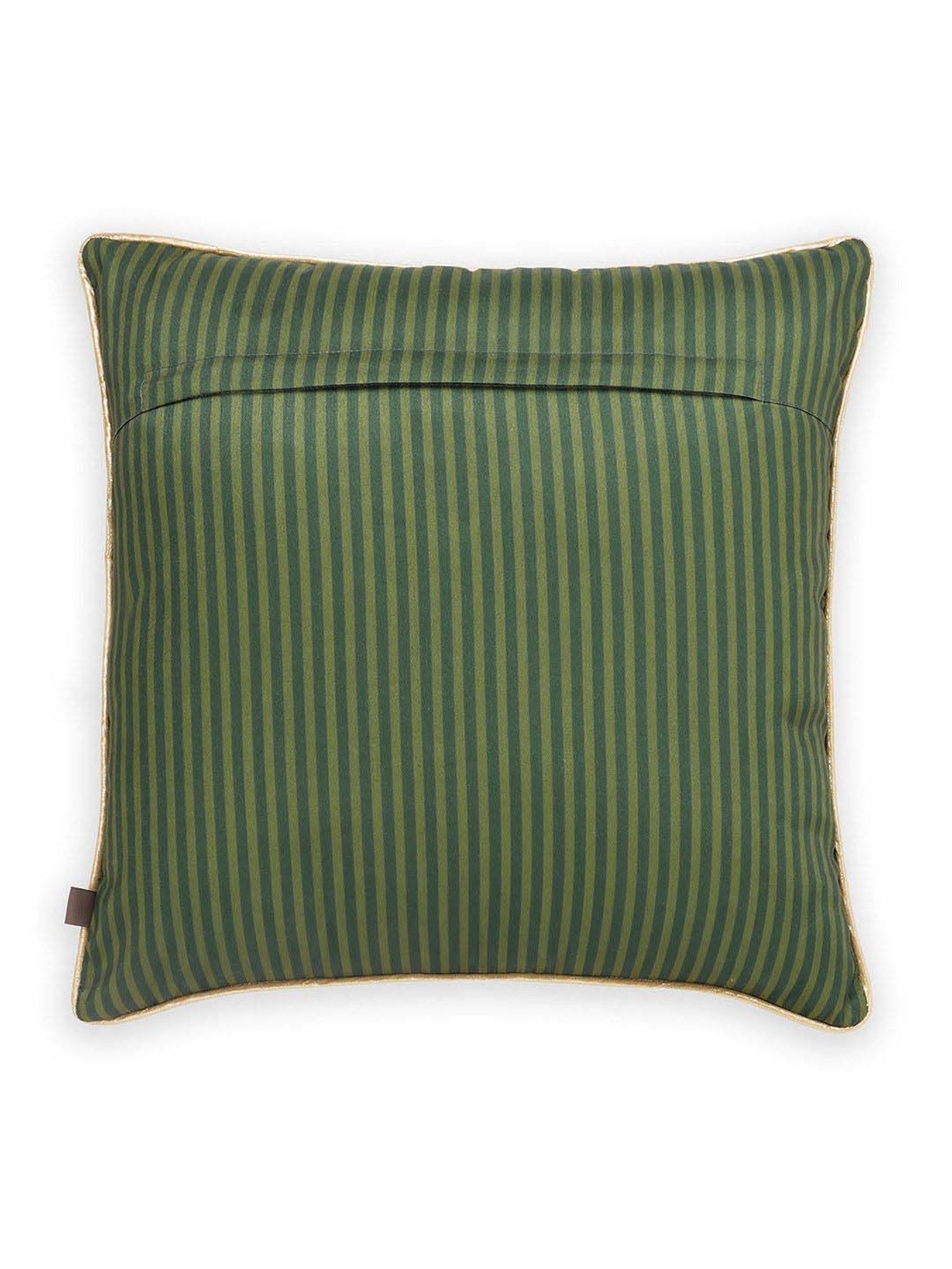 Pure Home and Living Green Velvet Zari Embroidered Square Cushion Cover
