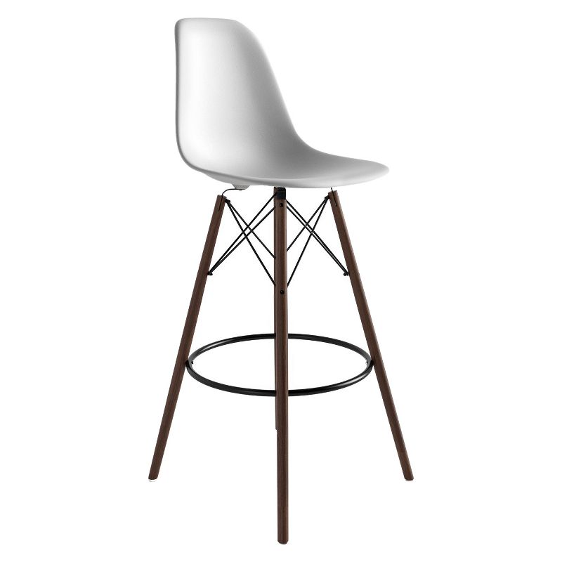 Set of 2 Paris Mid Century Modern Classic Barstools White /Walnut - Aeon