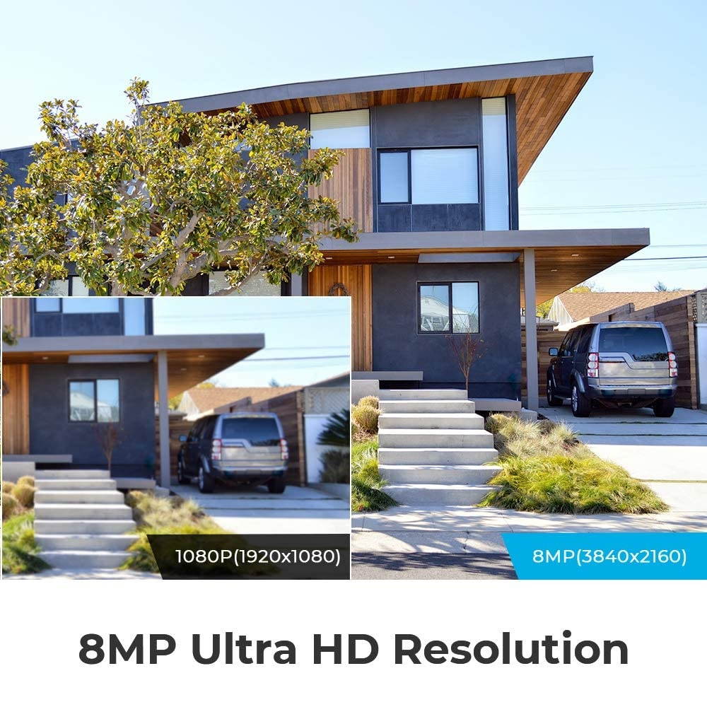 Reolink 8CH 4K Security Camera System 4pcs 8MP Smart Person/Vehicle Detection Wired Outdoor PoE IP Cameras and 8CH 2TB HDD NVR for 24/7 Recording, Remote Access, RLK8-810B4-A