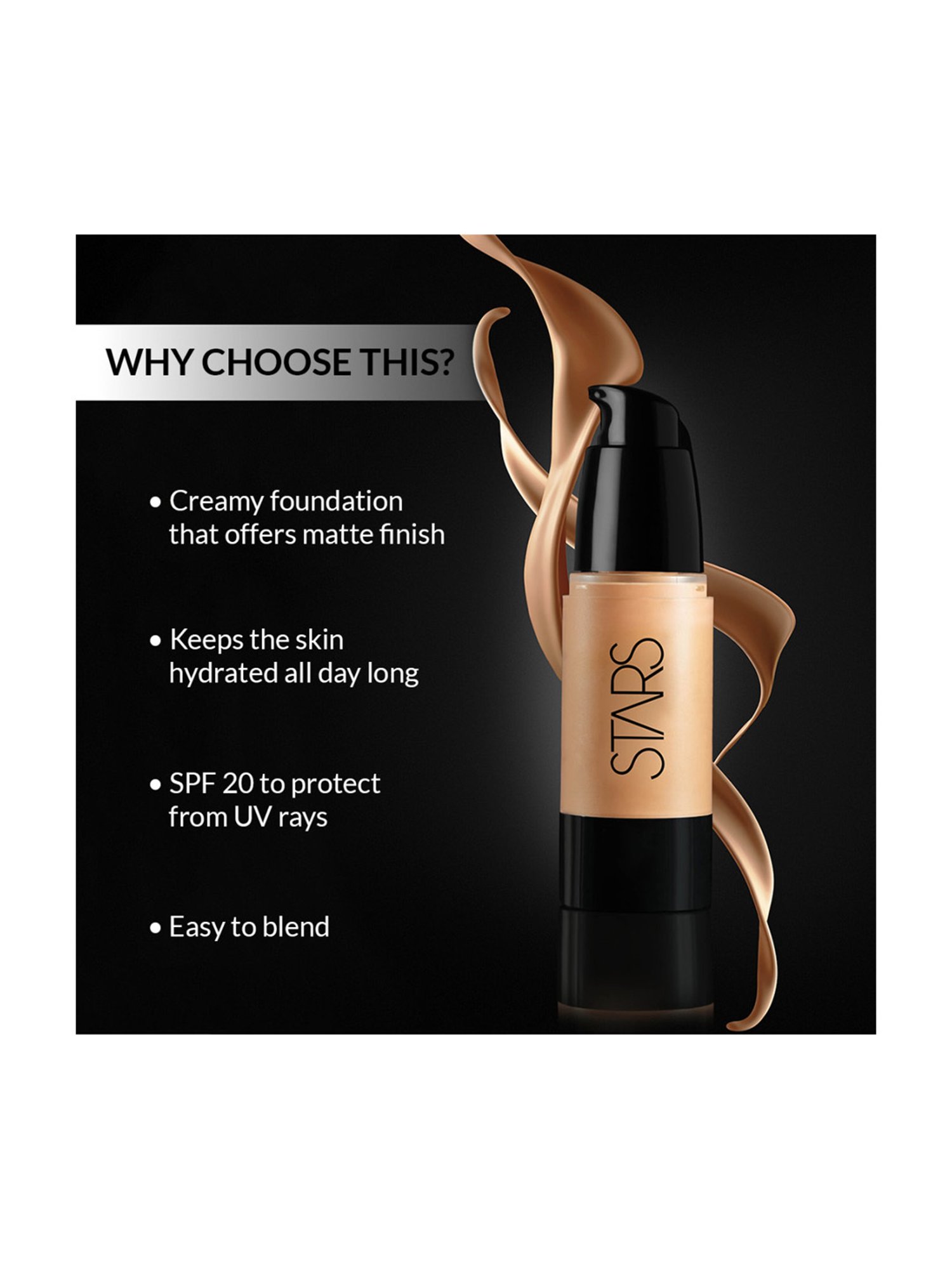 Stars Cosmetics Matte Finish Face Make Up Liquid Micro Foundation Indian Beige - 30 ml