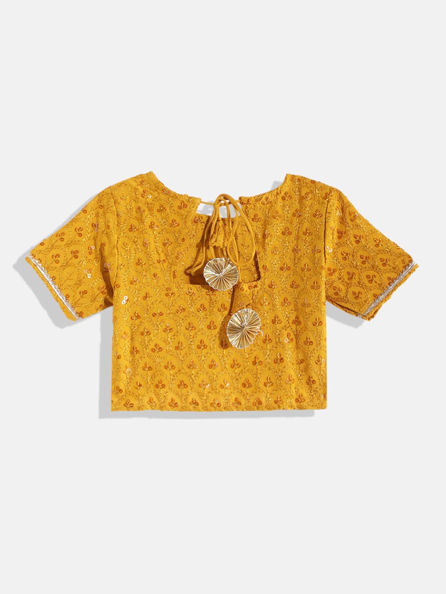 READIPRINT FASHIONS Kids Mustard Embellished Lehenga, Choli With Dupatta