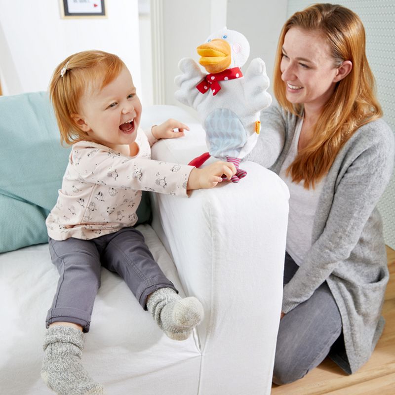 HABA Gallivanting Goose Glove Puppet with Squeaker and Rustling Foil