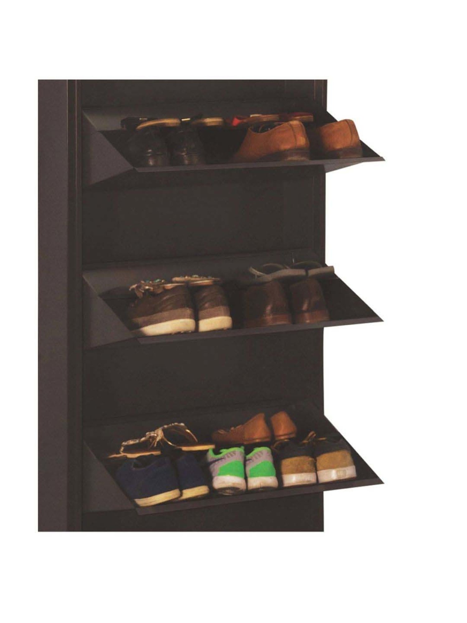 Delite Kom Metal Shoe Rack - 24" 10 Shelf, Double Decker, Coffee, PowderCoat, Wall Mount, DIY