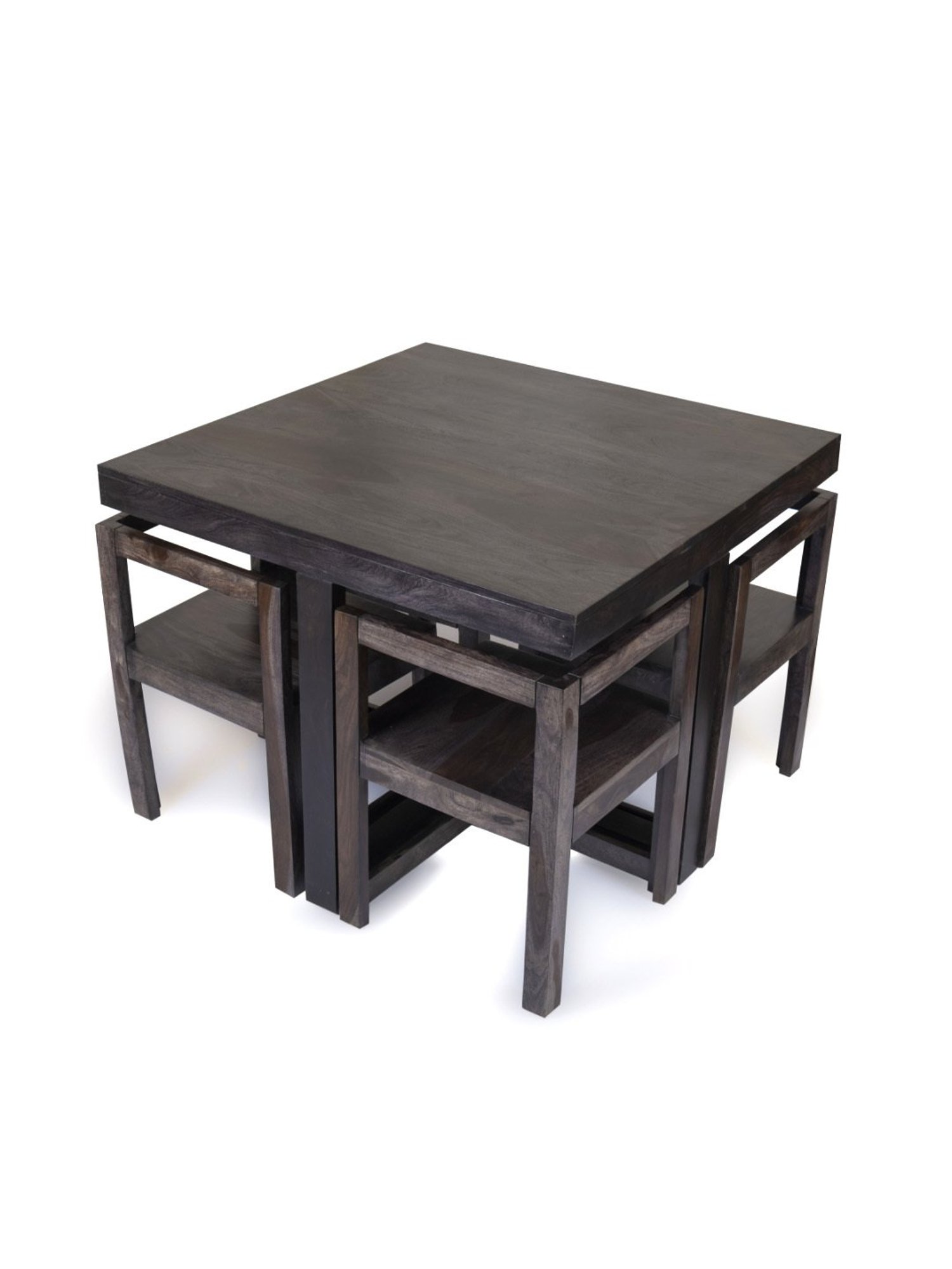 Ikiriya Kingston Printed Brown & Blue Wood 4 Seater Dining Table Set Teak Finish