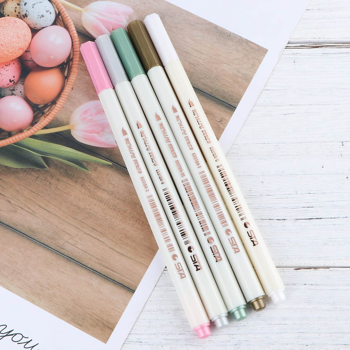 1 Set of 10Pcs Metal Tip Painting Brush Pen Watercolor Painting Brush Color Marker for Students (10 Colors)