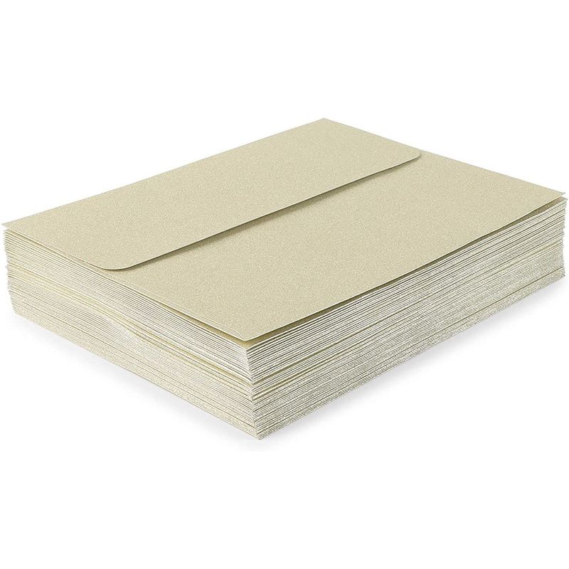 Pipilo Press 50-Pack Gold Glitter Self Seal A7 Invitation Letter Envelopes Bulk for Wedding (5 x 7 in)
