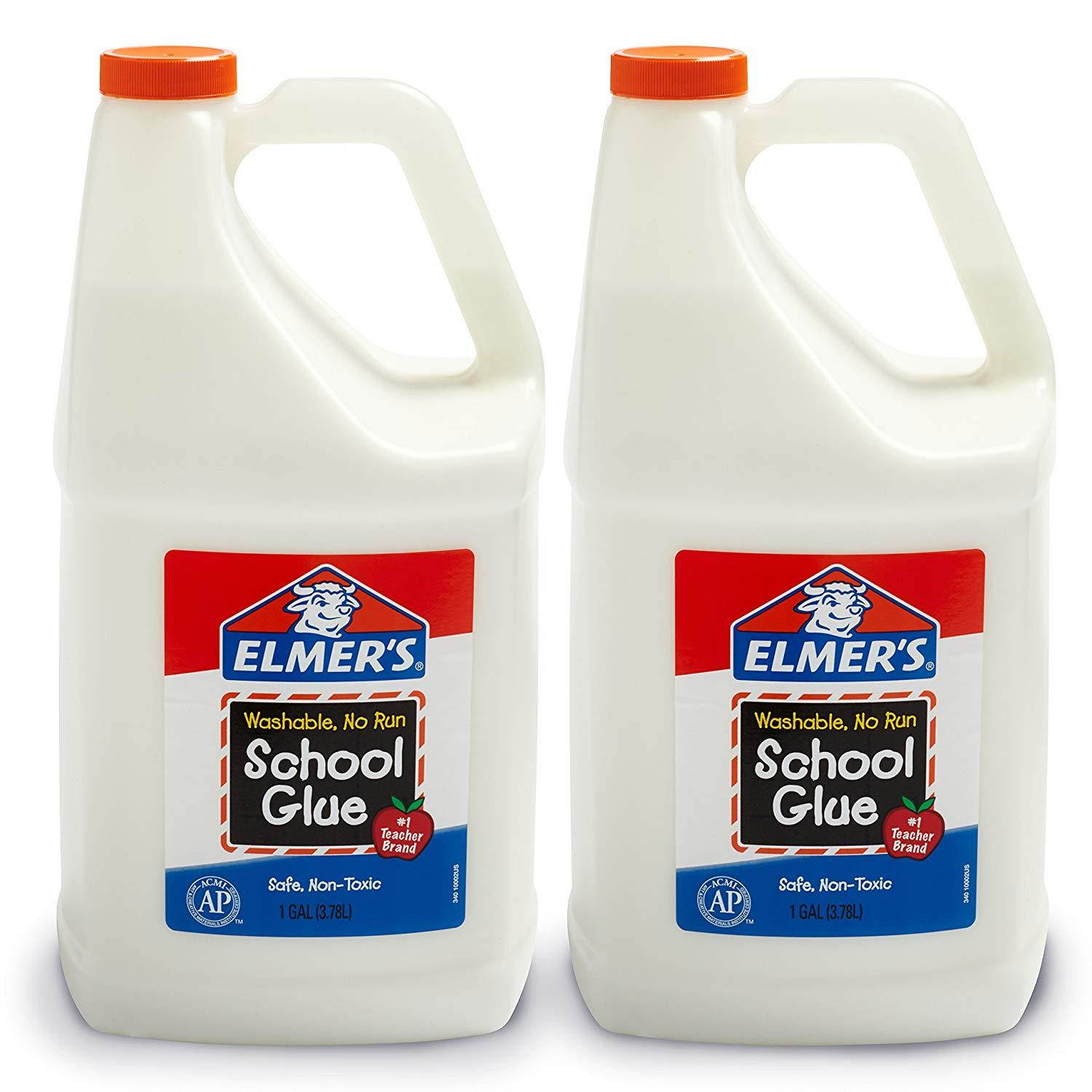 Elmer's Liquid School Glue, Great For Making Slime, White, Washable, 1 Gallon, 2 Count