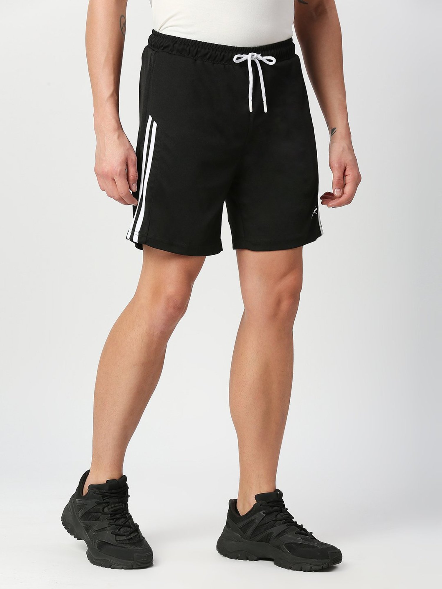 Fitz Black Slim Fit Striped Shorts