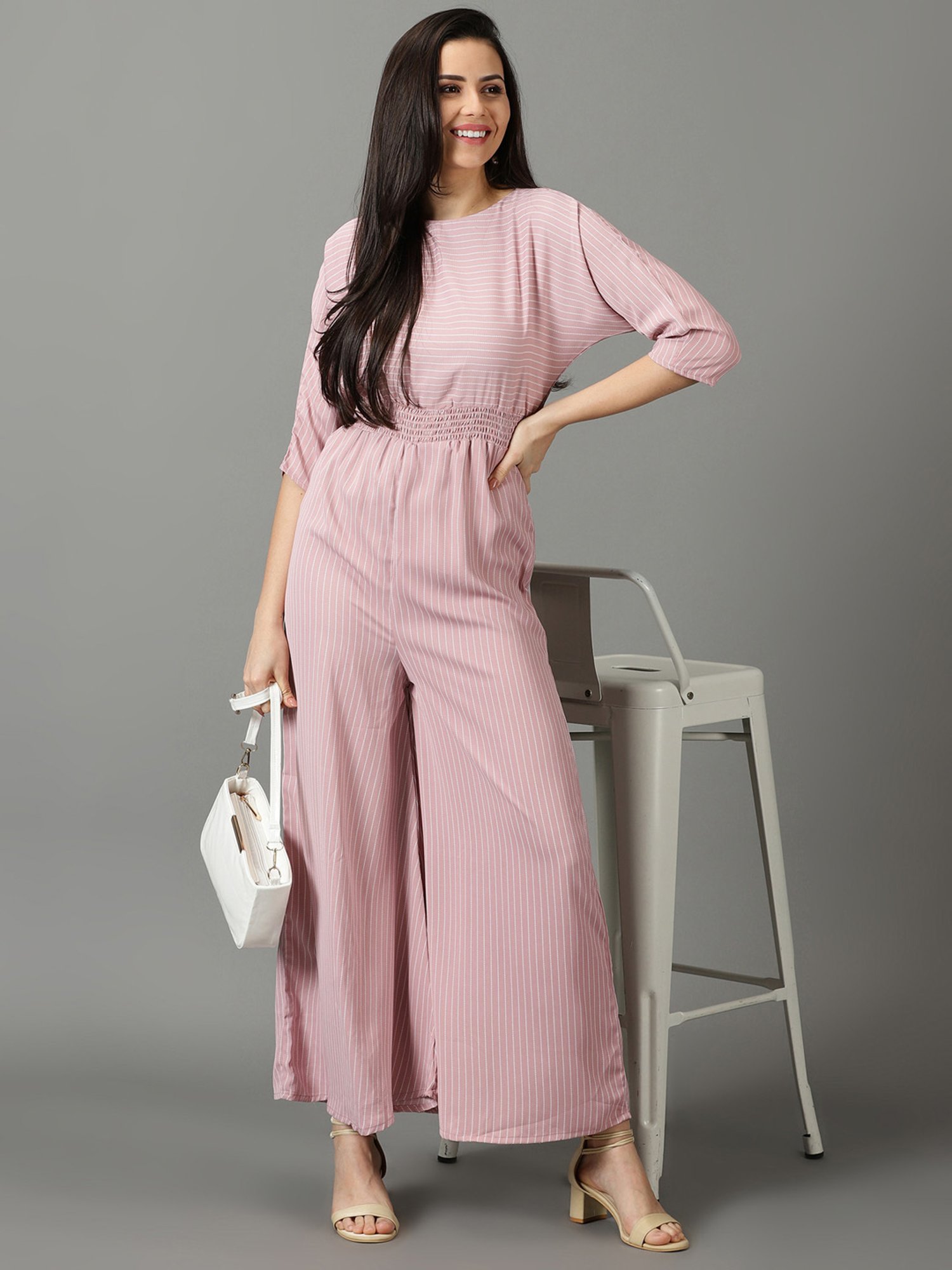 SHOWOFF Pink Striped Jumpsuit
