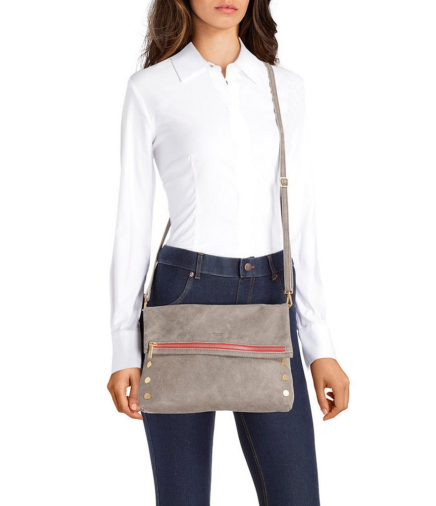 Hammitt VIP Fold Over Large Studded Leather Zip Flap Crossbody Bag
