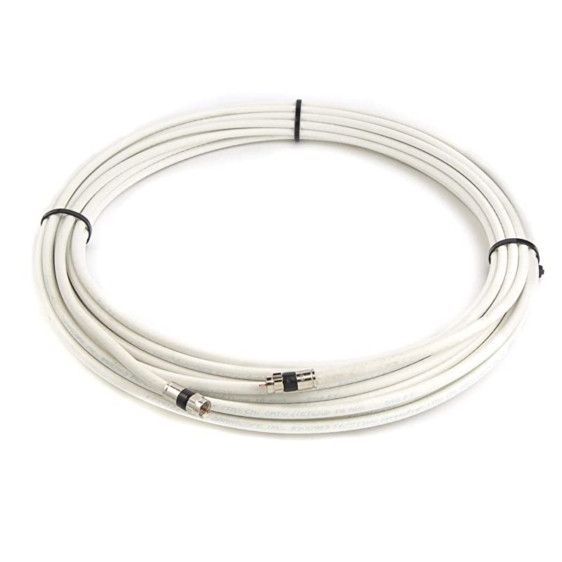 White Indoor RG6 Digital Coaxial Cable Shielded PVC Jacket FIRE Rated UL CATV RoHS 75 Ohm RG6 Digital Audio Video Coaxial Cable with Premium Metal Compression F-Connectors