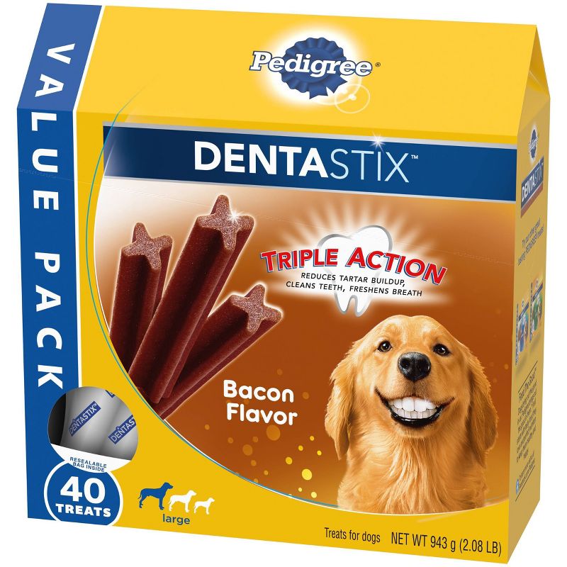 Pedigree Dentasix Bacon Large Dry Dental Dog Treats Value Pack - 40ct