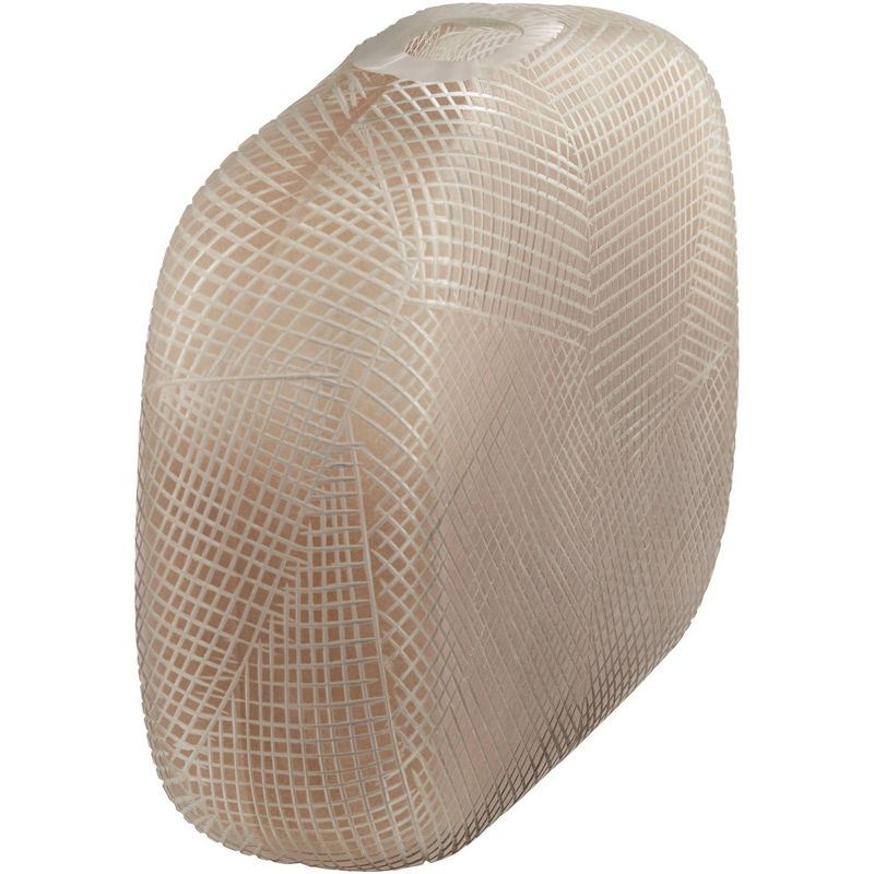 Studio 55D Hovea 11" Wide Matte Brown Cross Hatch Glass Vase