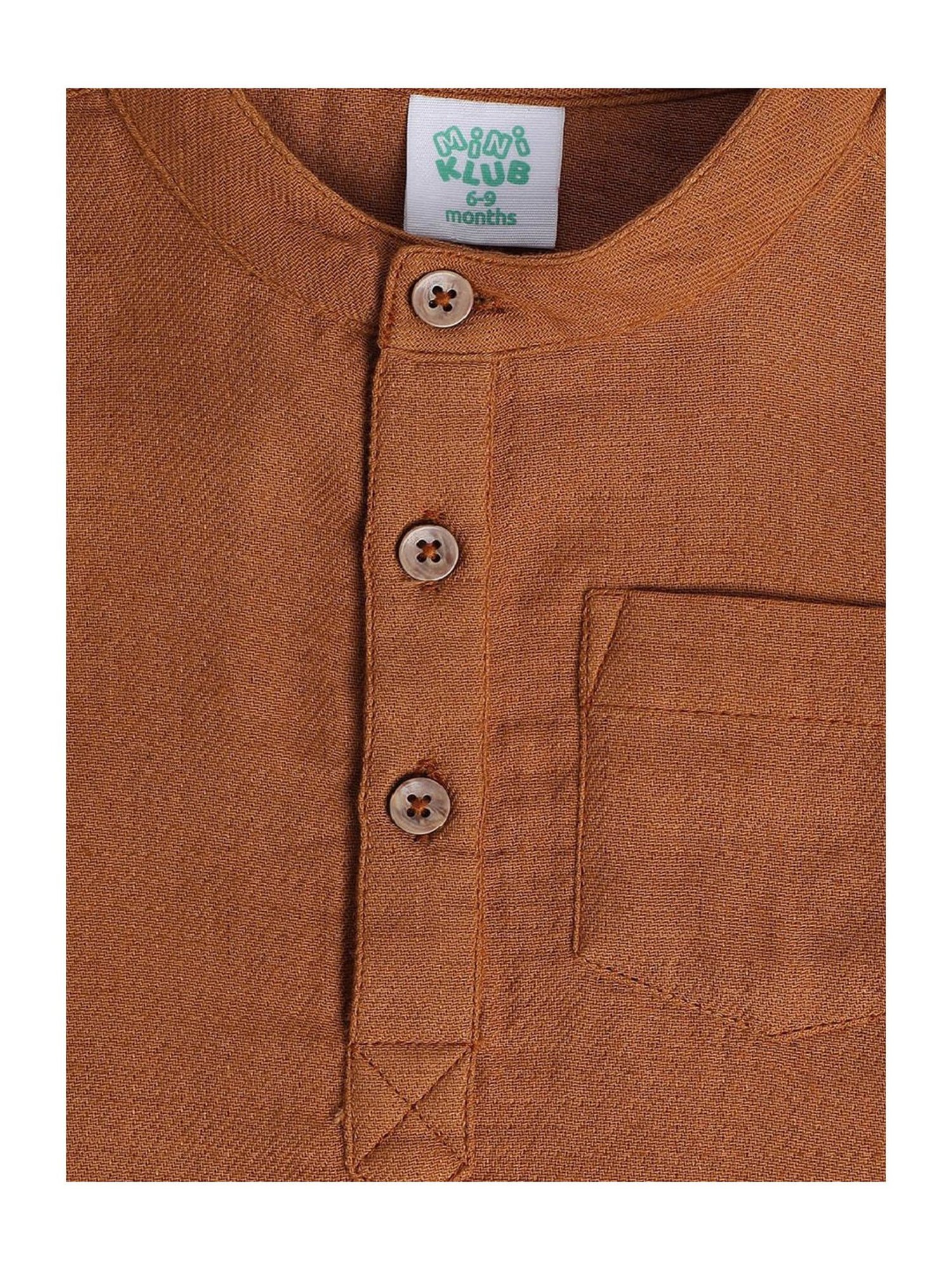 MINIKLUB Kids Brown Solid Full Sleeves Shirt