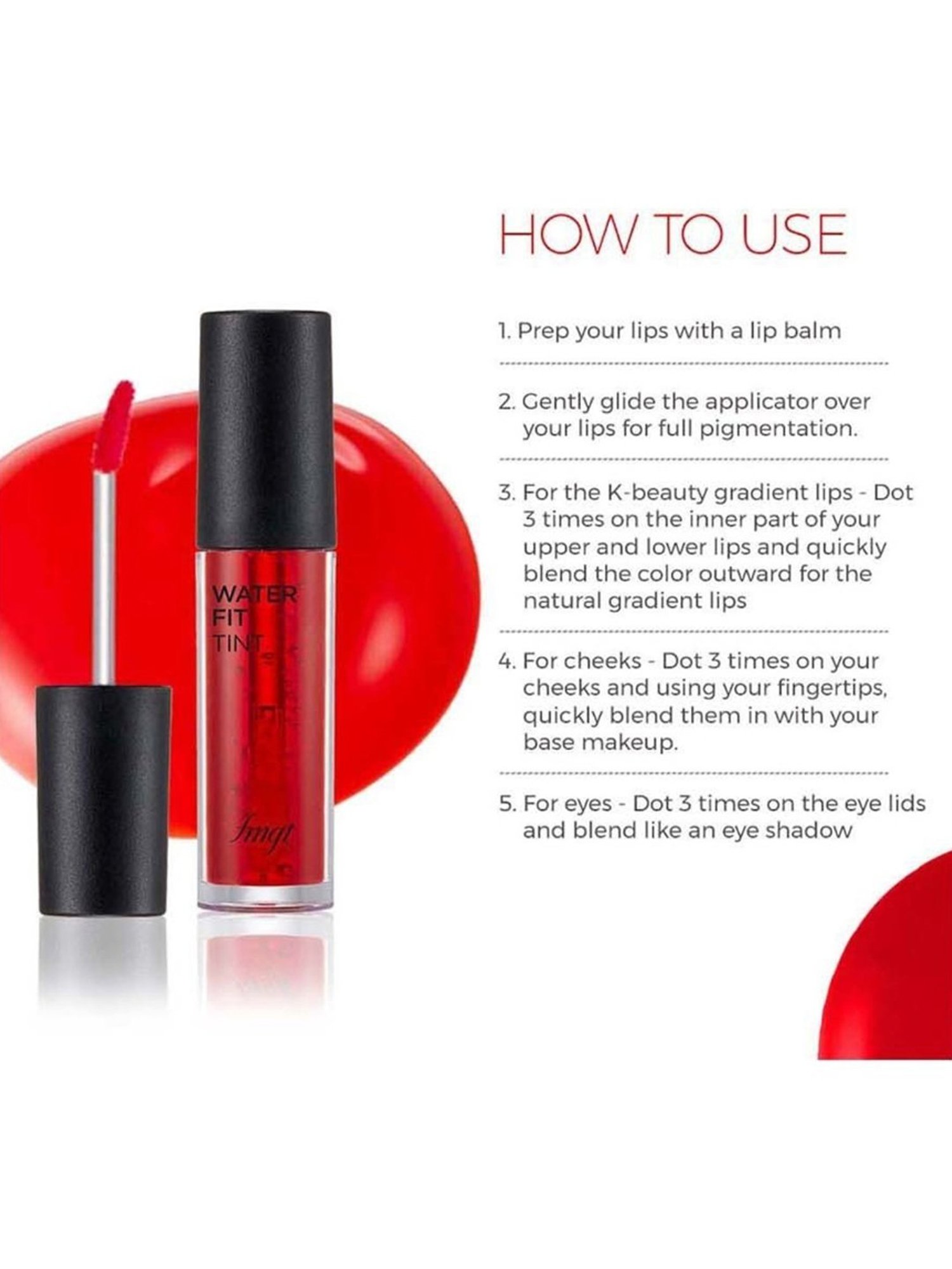 The Face Shop Water Fit Lip Tint - Picnic Red - 5 gm