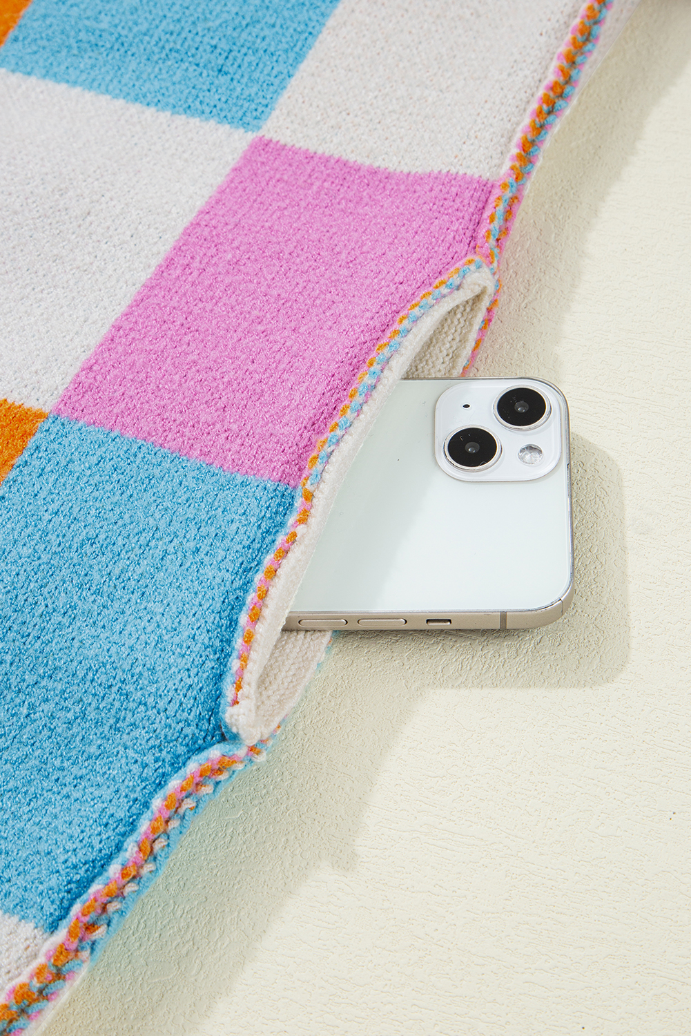 Black Plaid Casual Contrast Trim Knit Cardigan