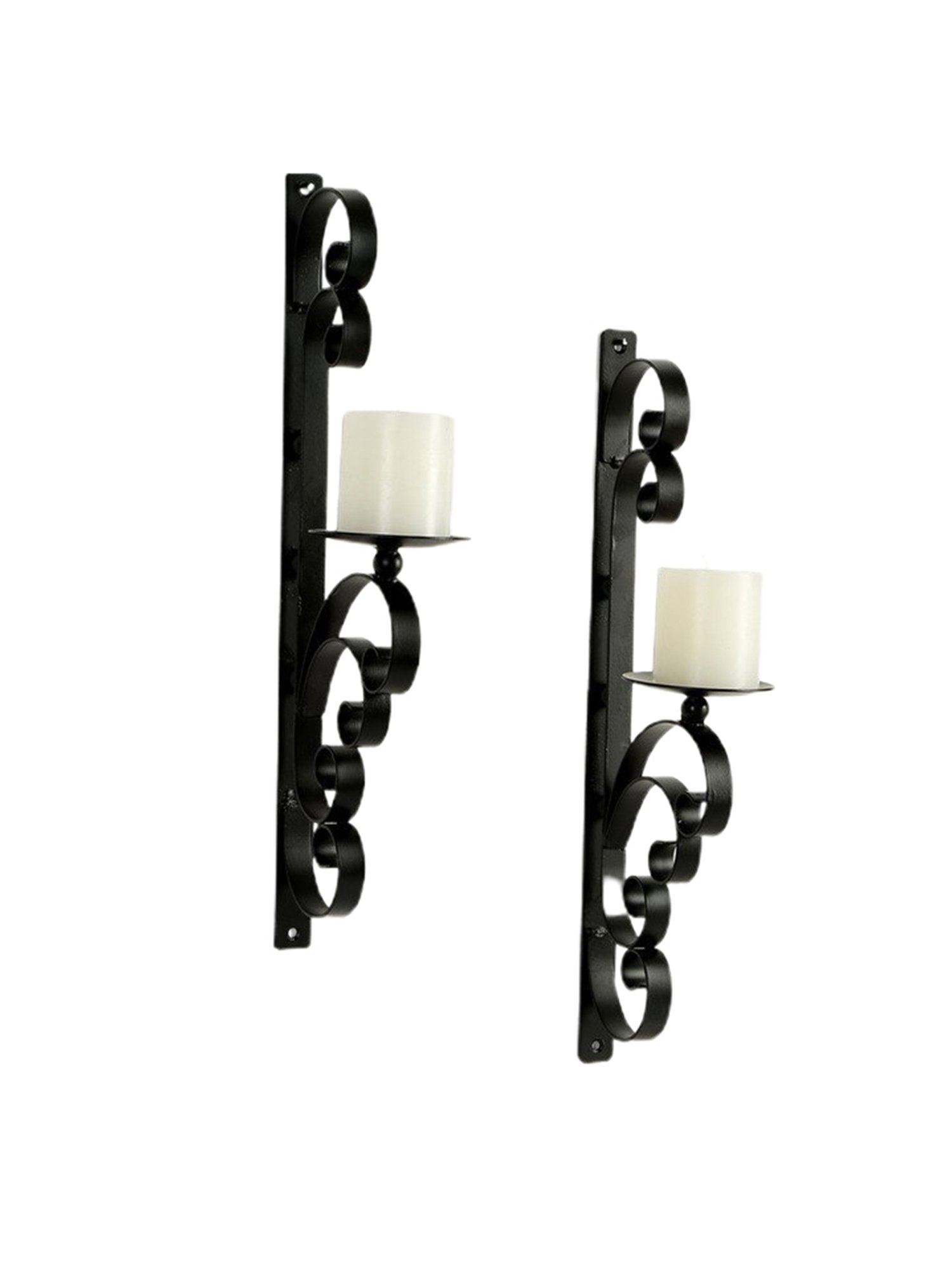 Hosley Black Matte Decorative Wall Sconce and Candle Holder with Free Candles Set of - 2