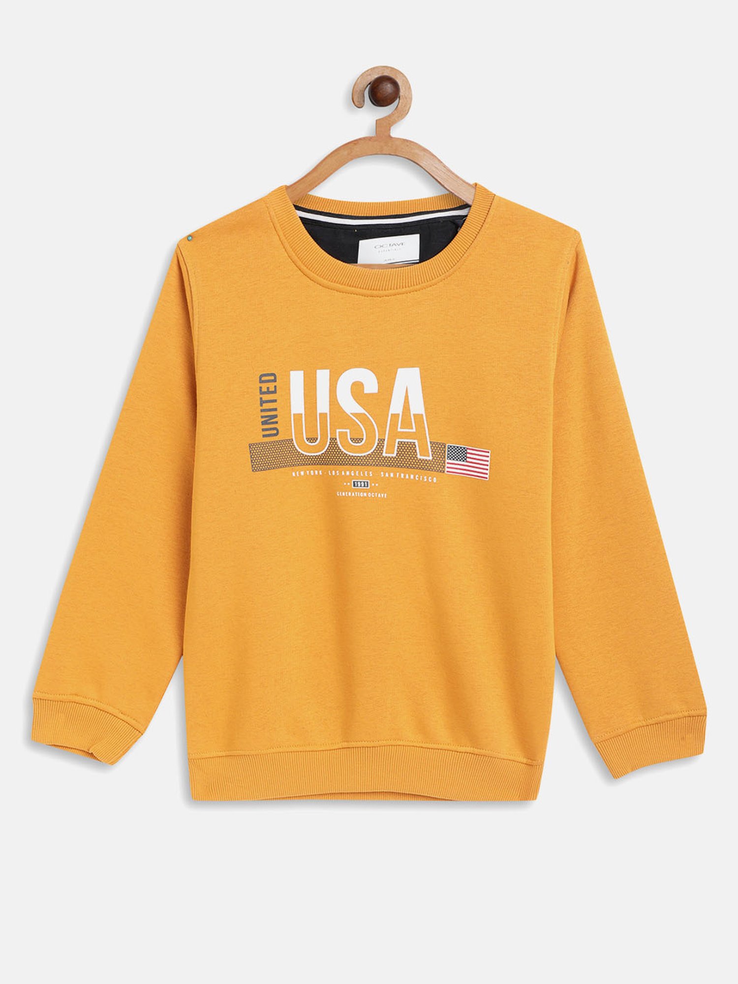 Octave Kids Mustard Printed Full Sleeves Sweatshirt