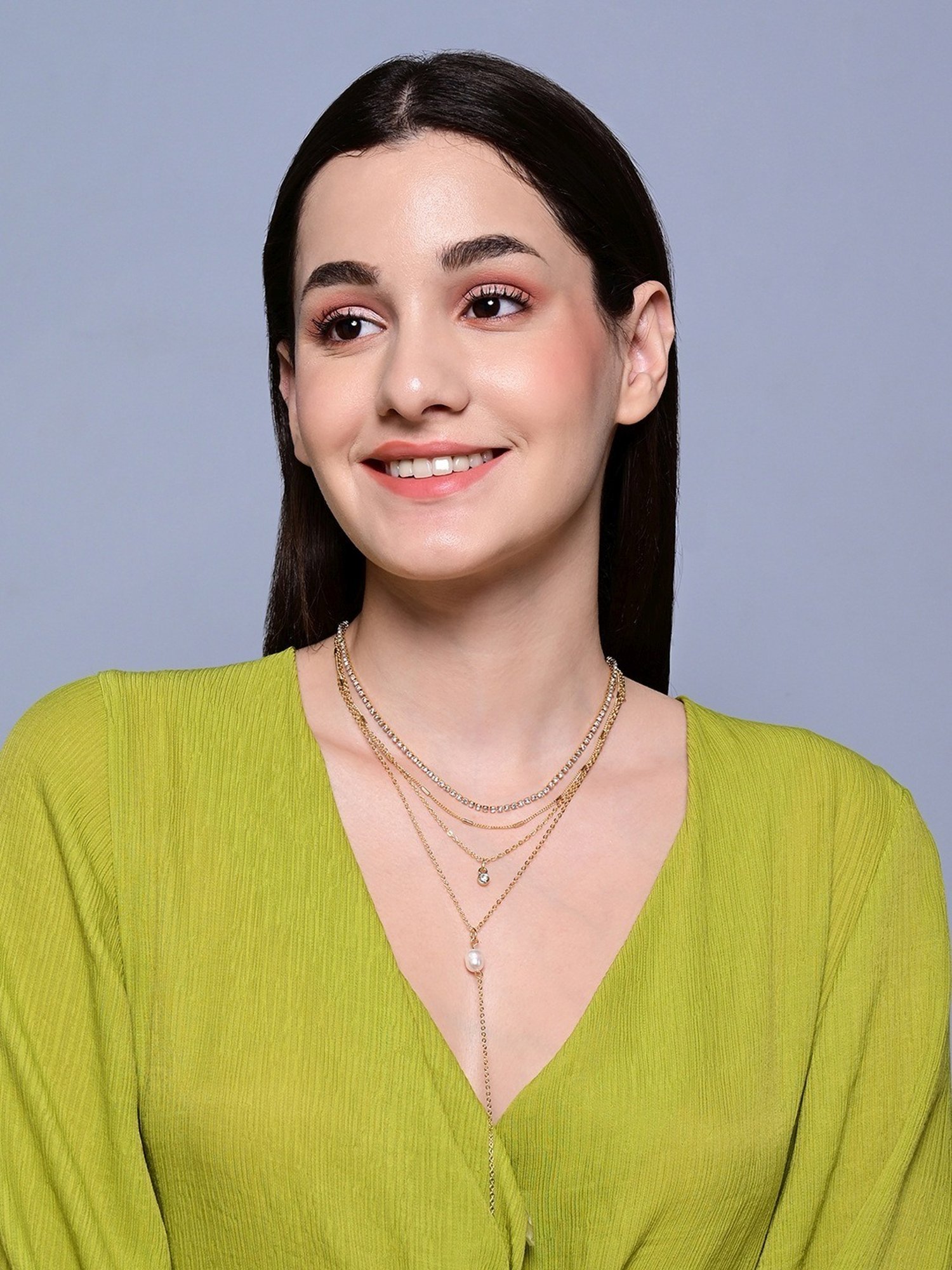 Accessorize London Gold Layered Pearly Necklace