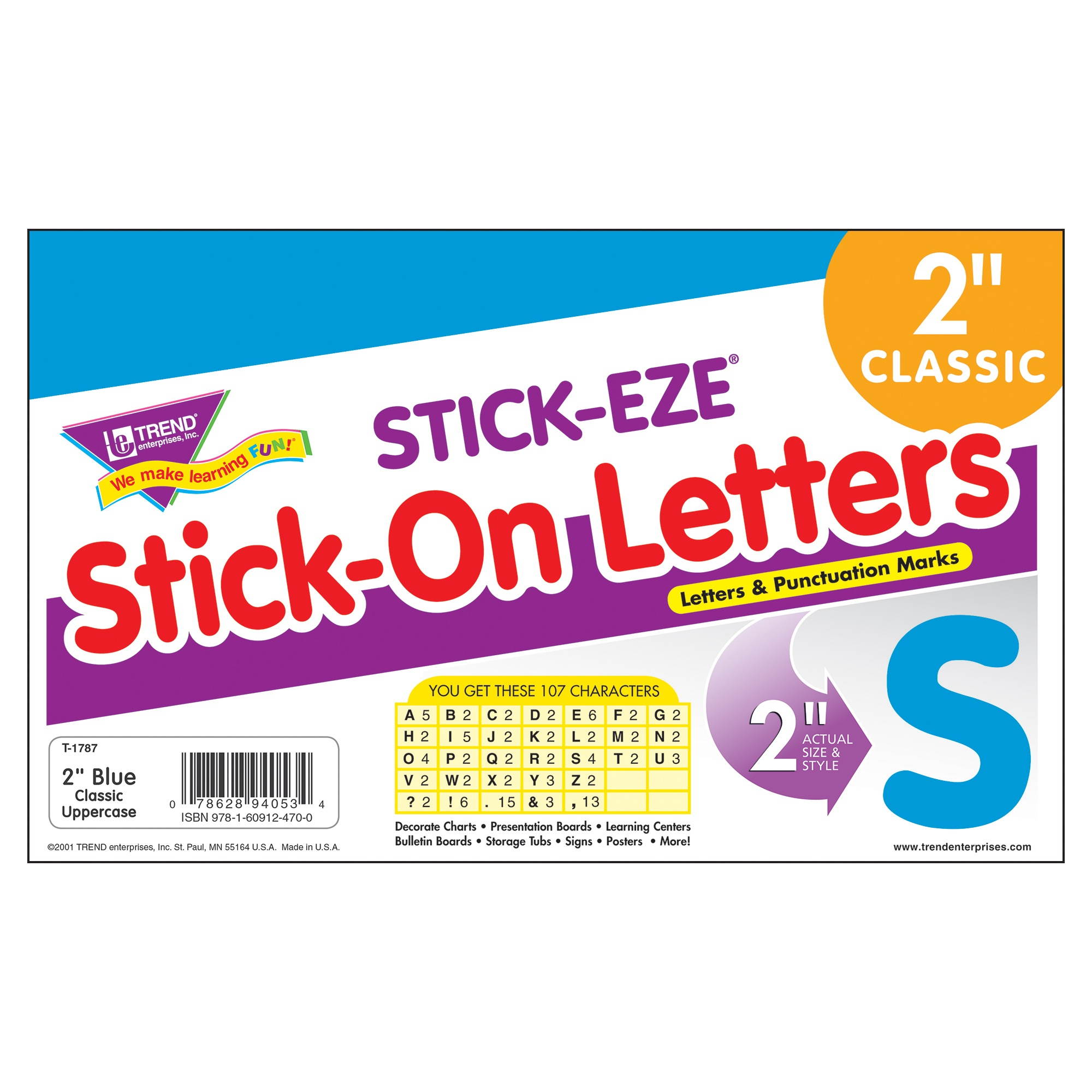 Stick-Eze 2 In Letters & Marks Blue