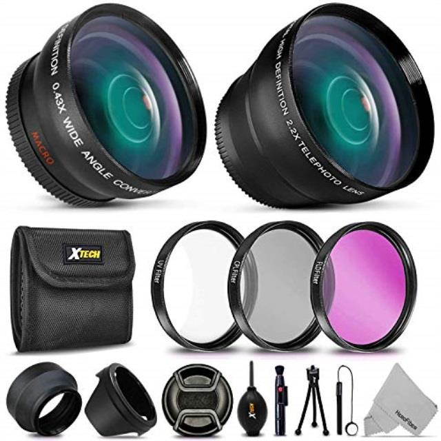 essential 58mm accessory kit for canon eos rebel t7i t7 t6i t6s t6 t5i t5 t3i sl2 sl1 eos 80d 77d 70d 60d eos 9000d 800d 760d 750d 700d 1300d 1200d dslr cameras with 2x telephoto/wide angle lenses