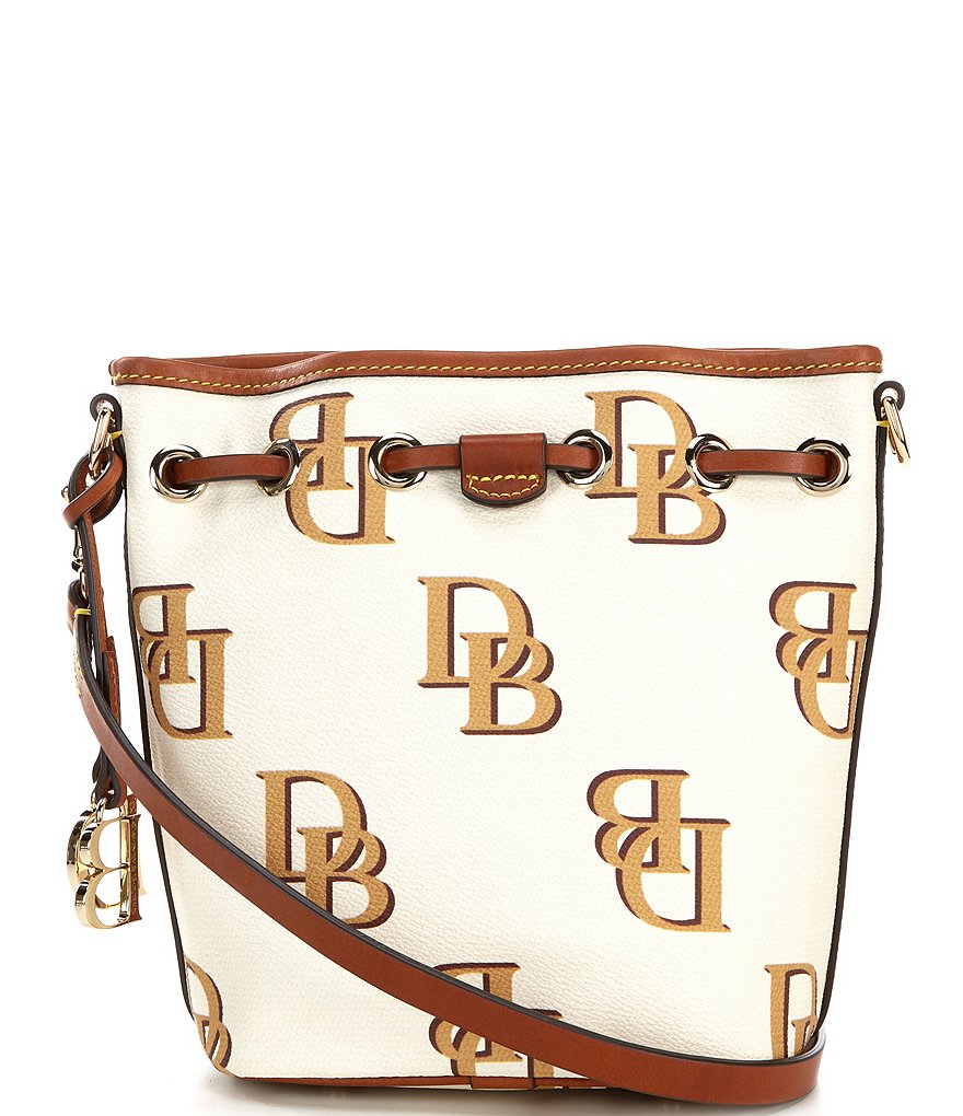 Dooney & Bourke Signature Monogrammed Collection Small Drawstring Bucket Bag