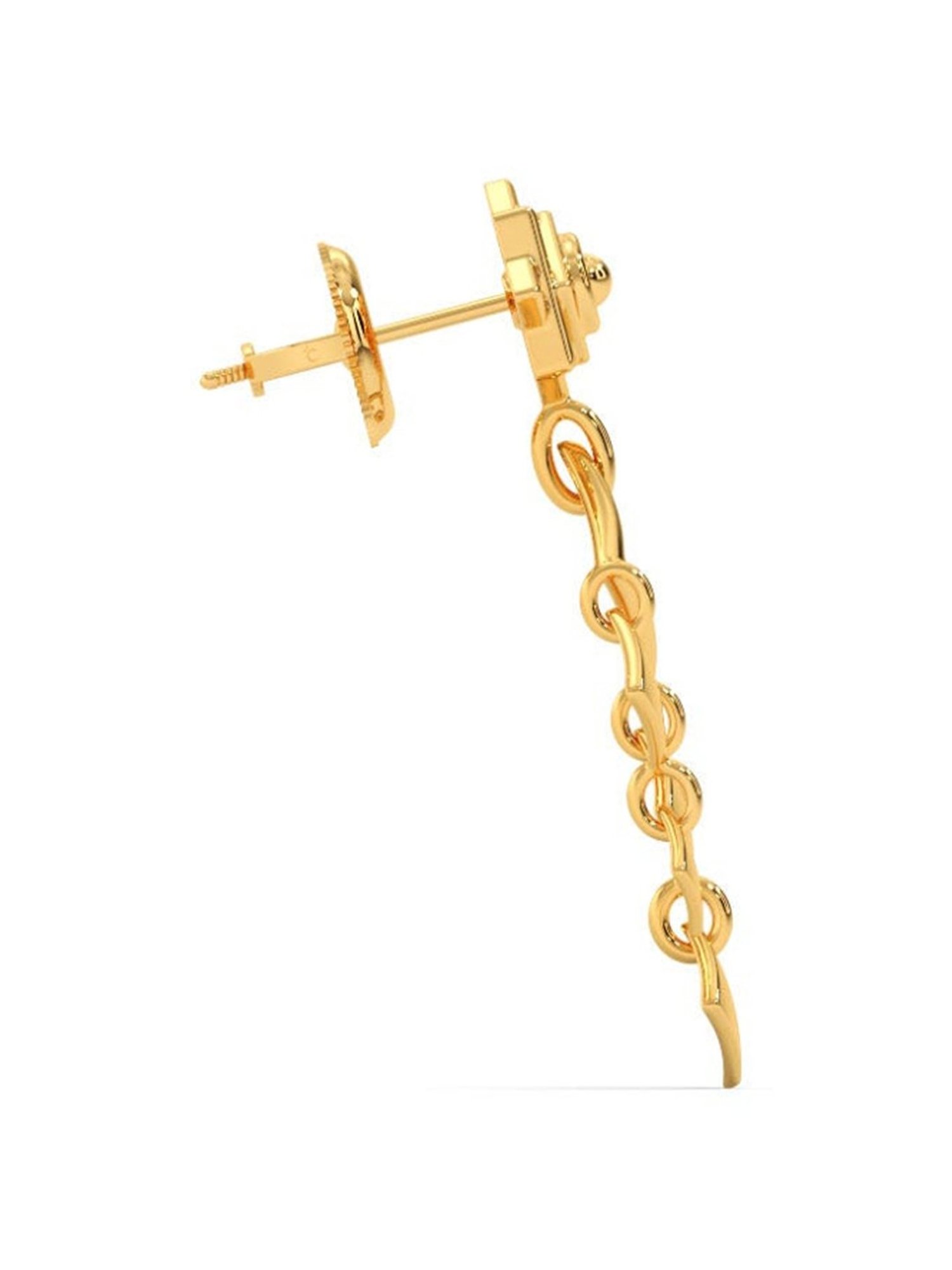 Candere by Kalyan Jewellers Peacock Collection 18k Yellow Gold Dangler Earrings for Women