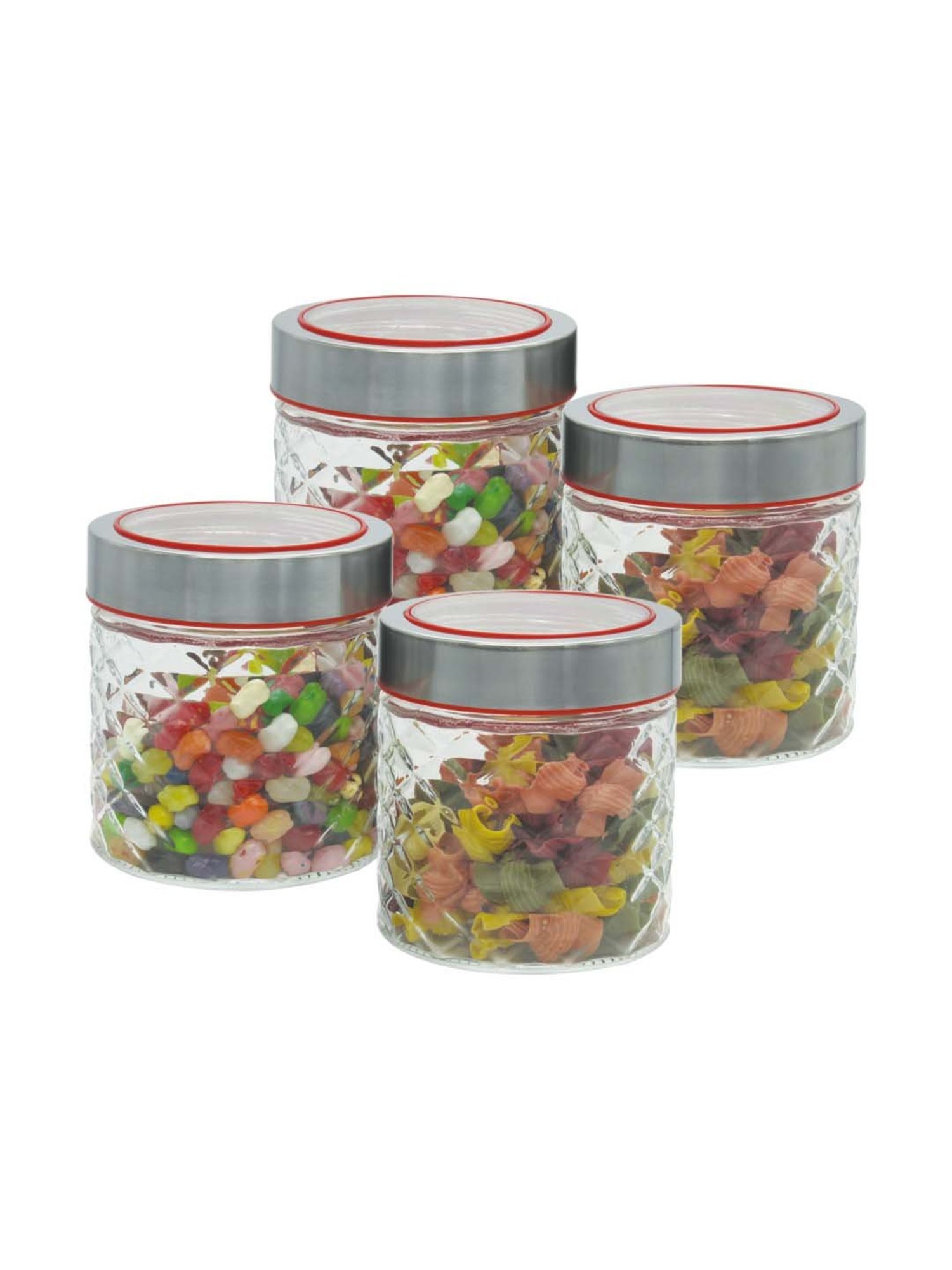 Goodhomes Transparent Glass Storage Jars (650 ml) - Set of 4