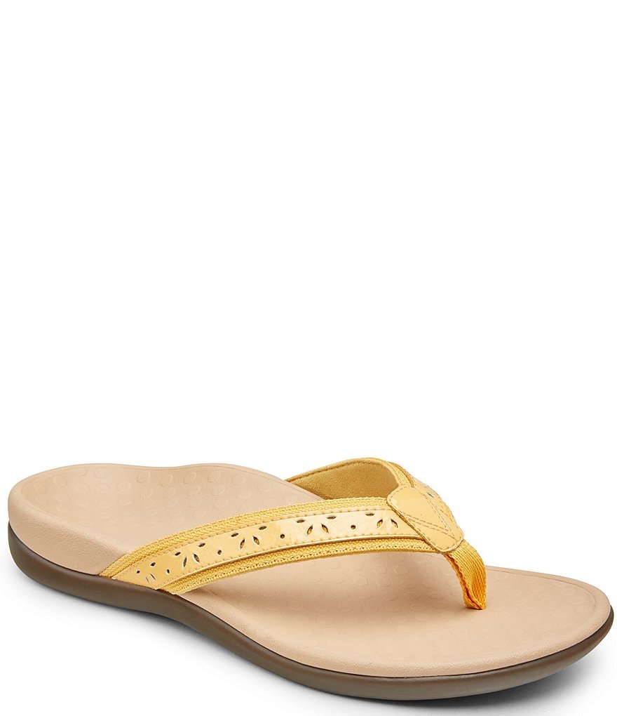 Vionic Casandra Perforated Leather Thong Sandals