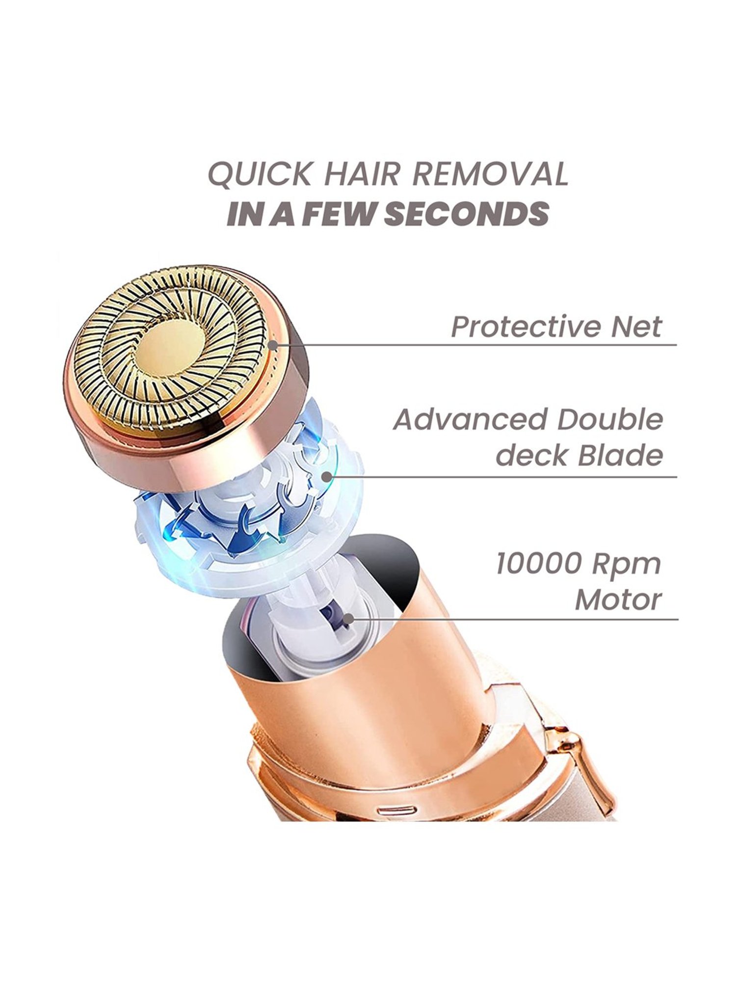 WINSTON Rechargeable Battery Operated Face Trimmer Waterproof Head Cordless Women Face Hair Remover