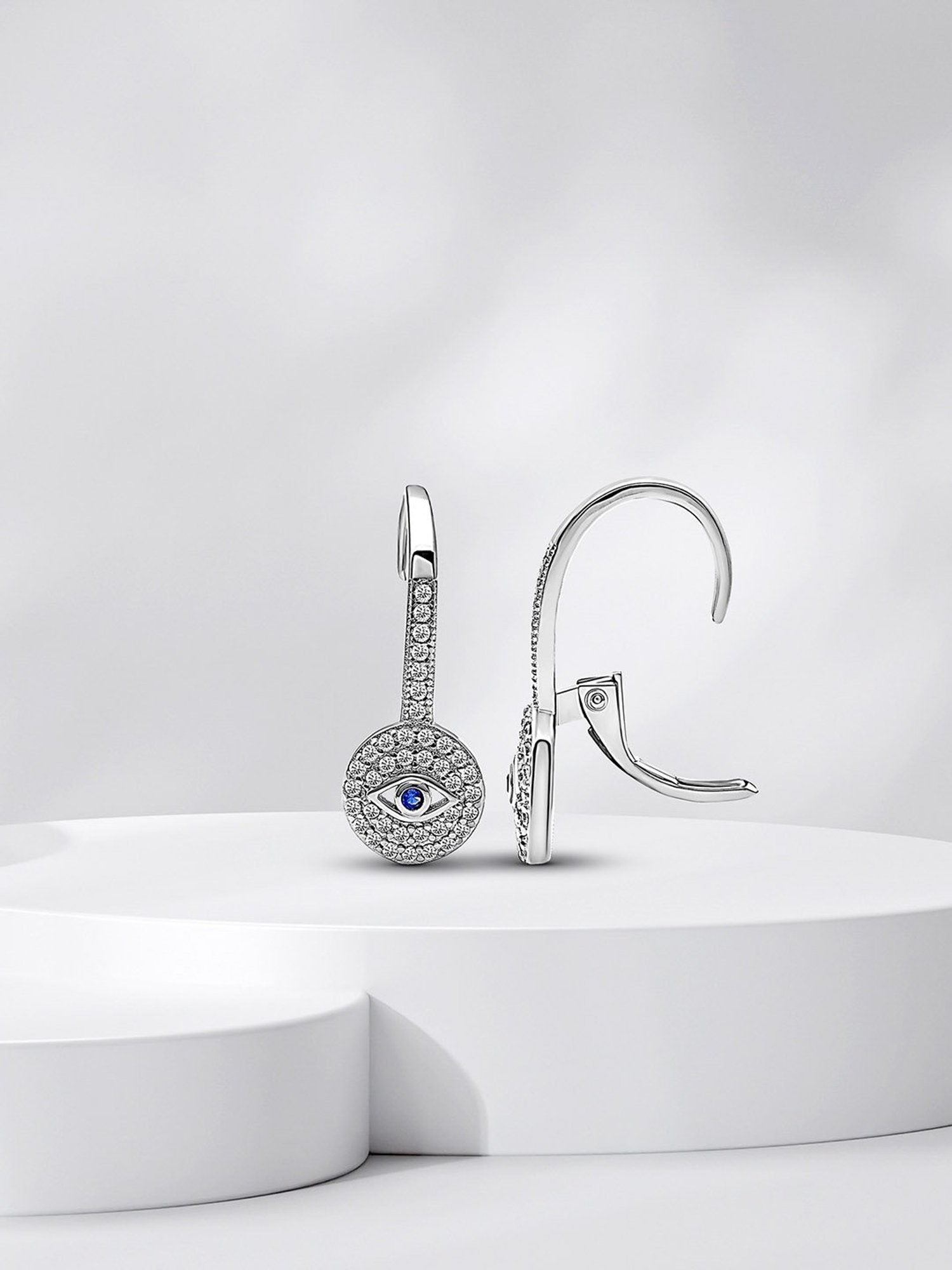 Silberry 92.5 Sterling Silver Evil Eye Drop Earrings for Women