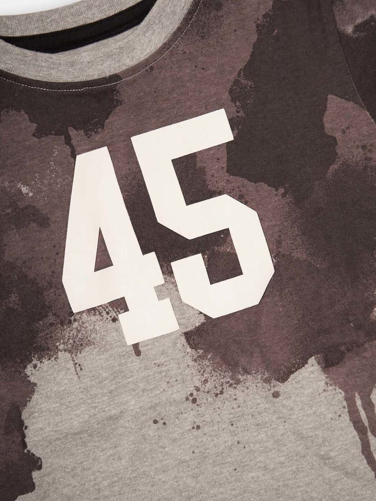 Angel & Rocket Kids Grey & Brown Cotton Printed T-Shirt