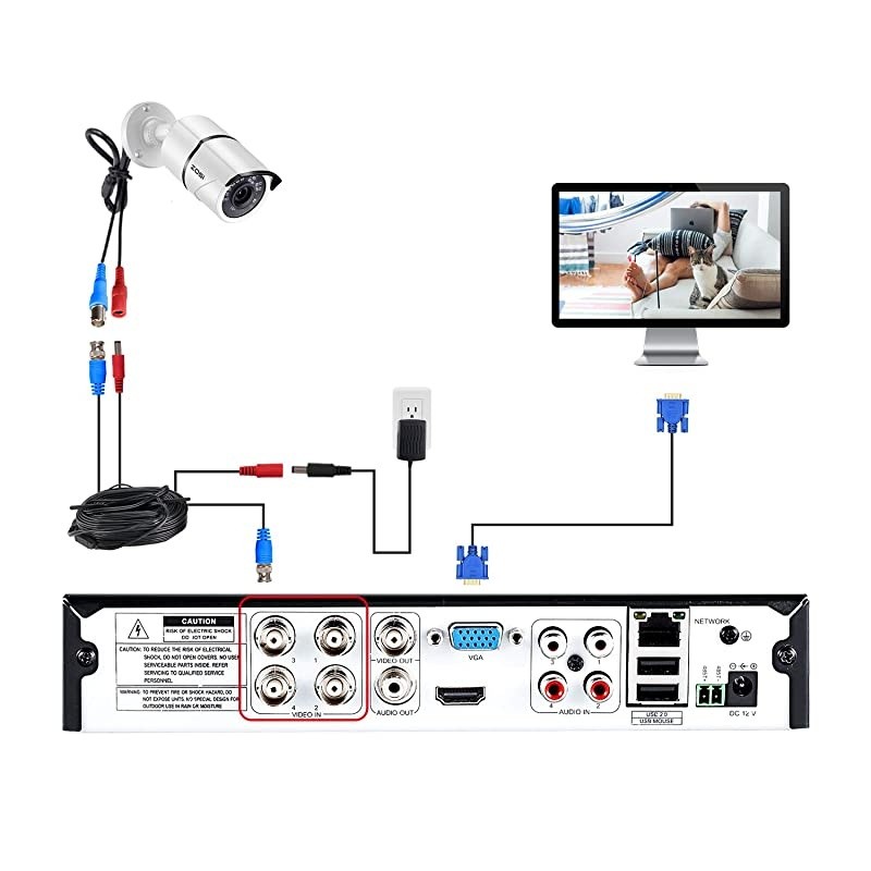 4 Pack 2MP 1080p HD-TVI Home Security Camera Outdoor Indoor 1920TVL,36PCS LEDs,120ft Night Vision, 105&deg;View Angle, Weatherproof Surveillance CCTV Bullet Camera