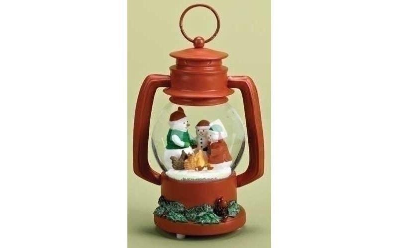 Roman 8.25" LED Lighted Snowmen Around Campfire Christmas Lantern Snow Globe Glitterdome