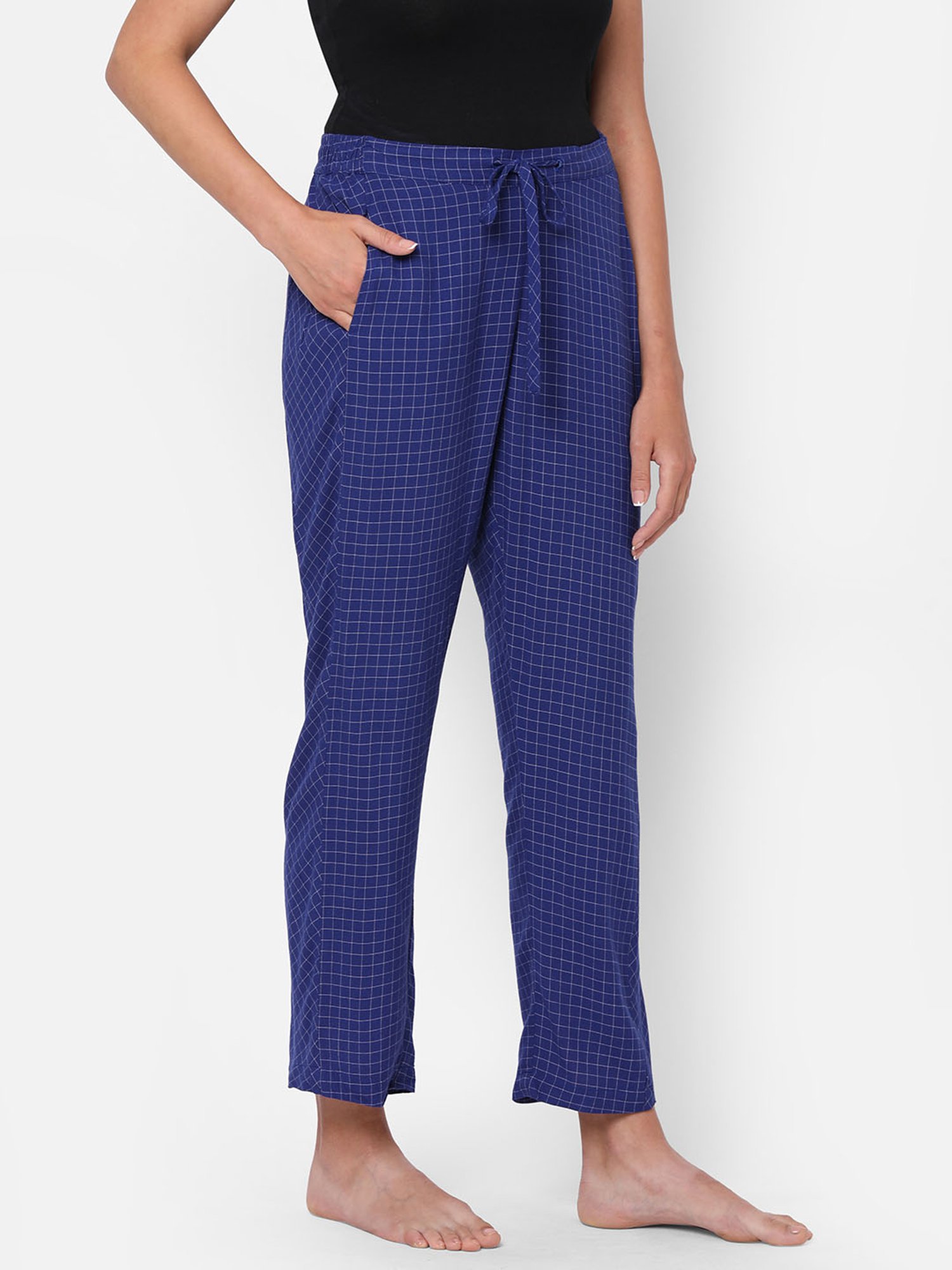 Mystere Paris Navy & White Checks Pyjamas