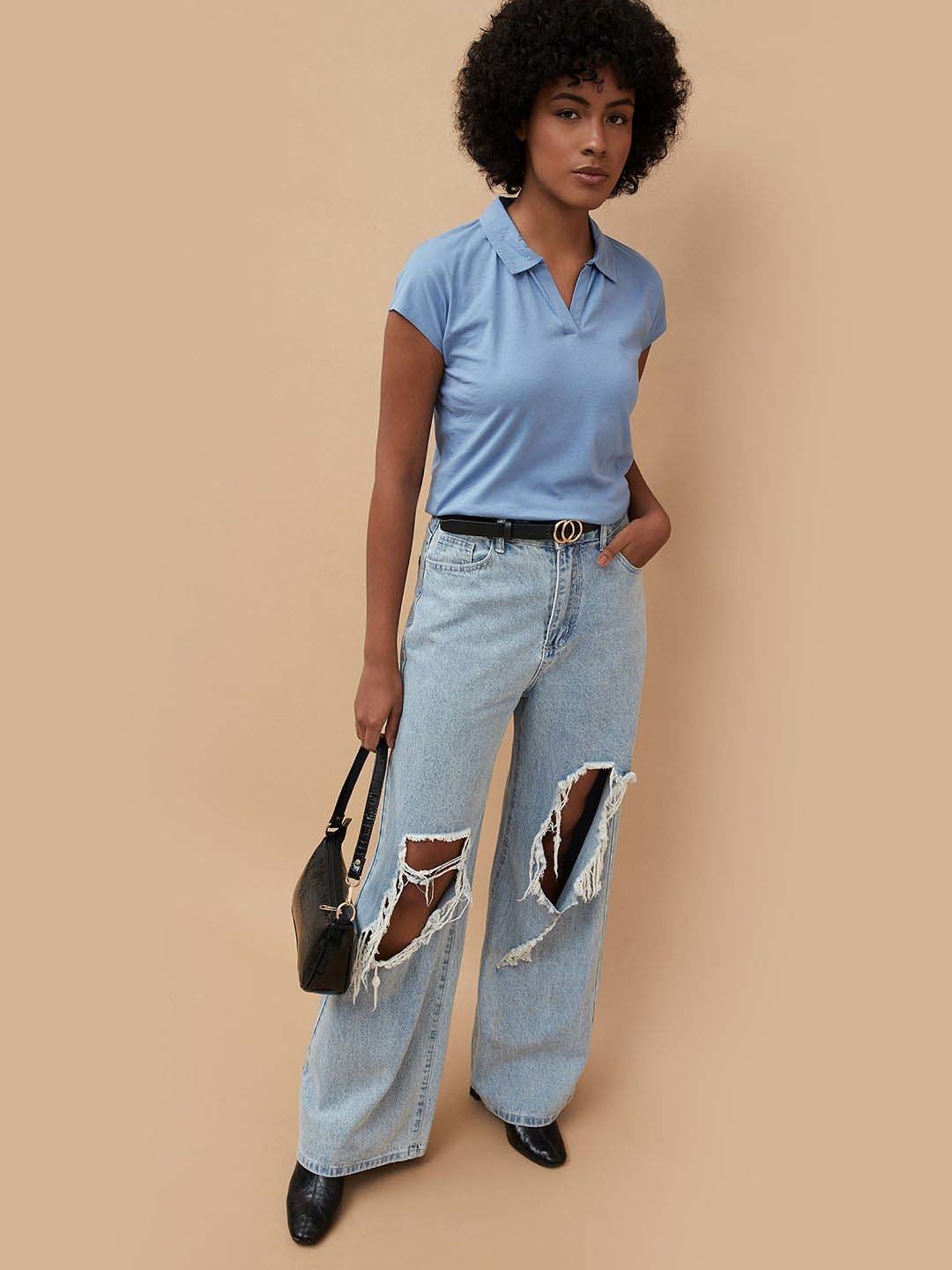 Fame Forever by Lifestyle Blue Cotton Plain Top