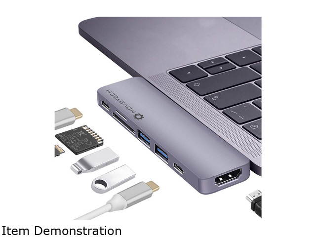 NOV8Tech USB C Hub Docking Station for MacBook Pro 2019-16 and MacBook Air 2019-18 7 in 2, 4K HDMI, Thunderbolt 3 100W PD Charger 40GBps Data, 2xUSB 3.0, USB 3.1 C 5GBps, SD/MicroSD Card Reader 7 in 1