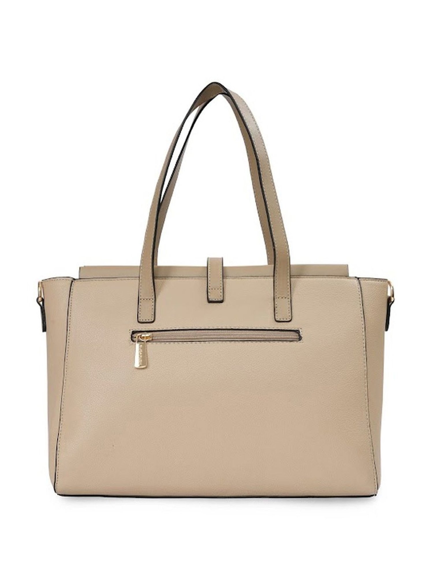 Sugarush Carly Beige PU Solid Shoulder Handbag