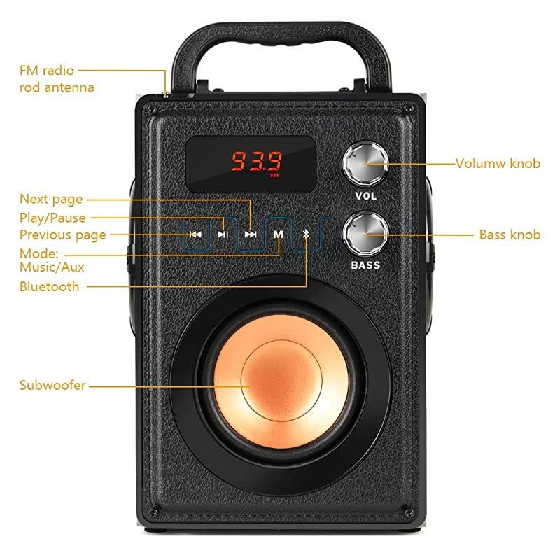 20W 30W Peak Portable Bluetooth Speaker with Subwoofer Rich Bass Wireless Stereo OutdoorIndoor Speakers Support Remote Control FM Radio TF Card for Home Party Smartphone Computer PC