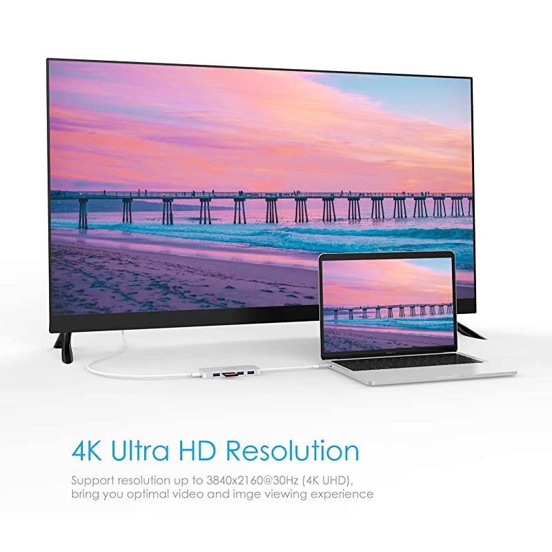 USB C Hub with 4K HDMI 3 USB 30 SDMicro SD Card Reader Compatible 20202016 MacBook Pro 131516 New Mac AirSurface Chromebook MultiPort Adapter CBC18 Silver