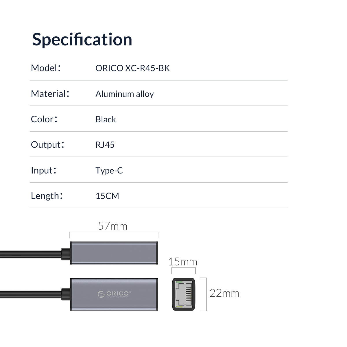 ORICO Aluminum USB 3.1 Type C (USB-C) to RJ45 Gigabit Ethernet LAN Network Adapter 15cm cable Drive-free For Mac Laptop phone Pro/Windows/Mac/Linux