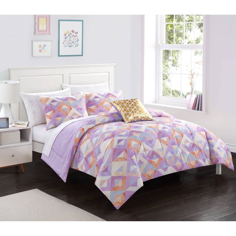 Twin Tie Dye Geo Bed in a Bag Purple - Heritage Club