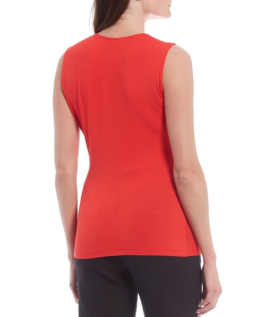Donna Karan New York Crew Neck Sleeveless Side Cascade Top