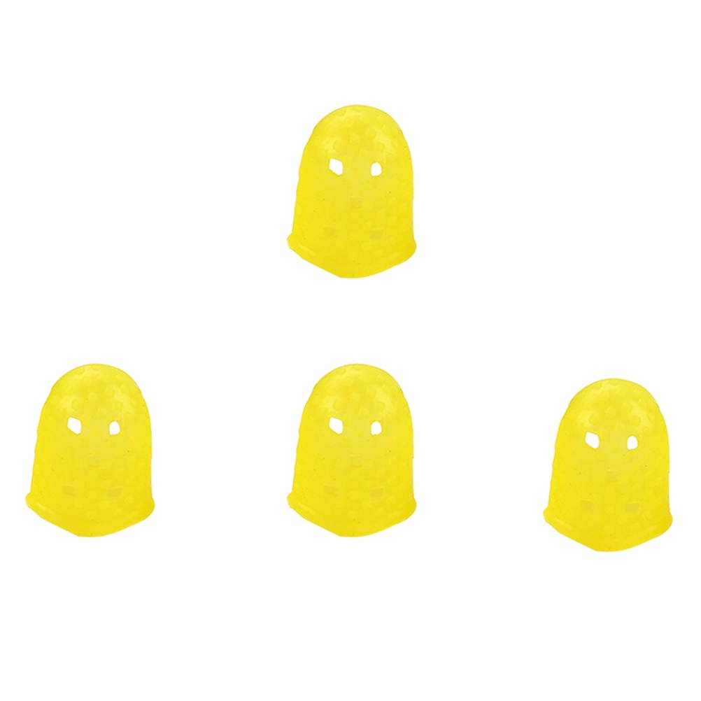 4 Pcs Guitar Fingertip Protectors Silicone Finger Guards Finger Picks Protector Finger Caps for Ukulele Electric Guitar Mandolin - Cyan (M)