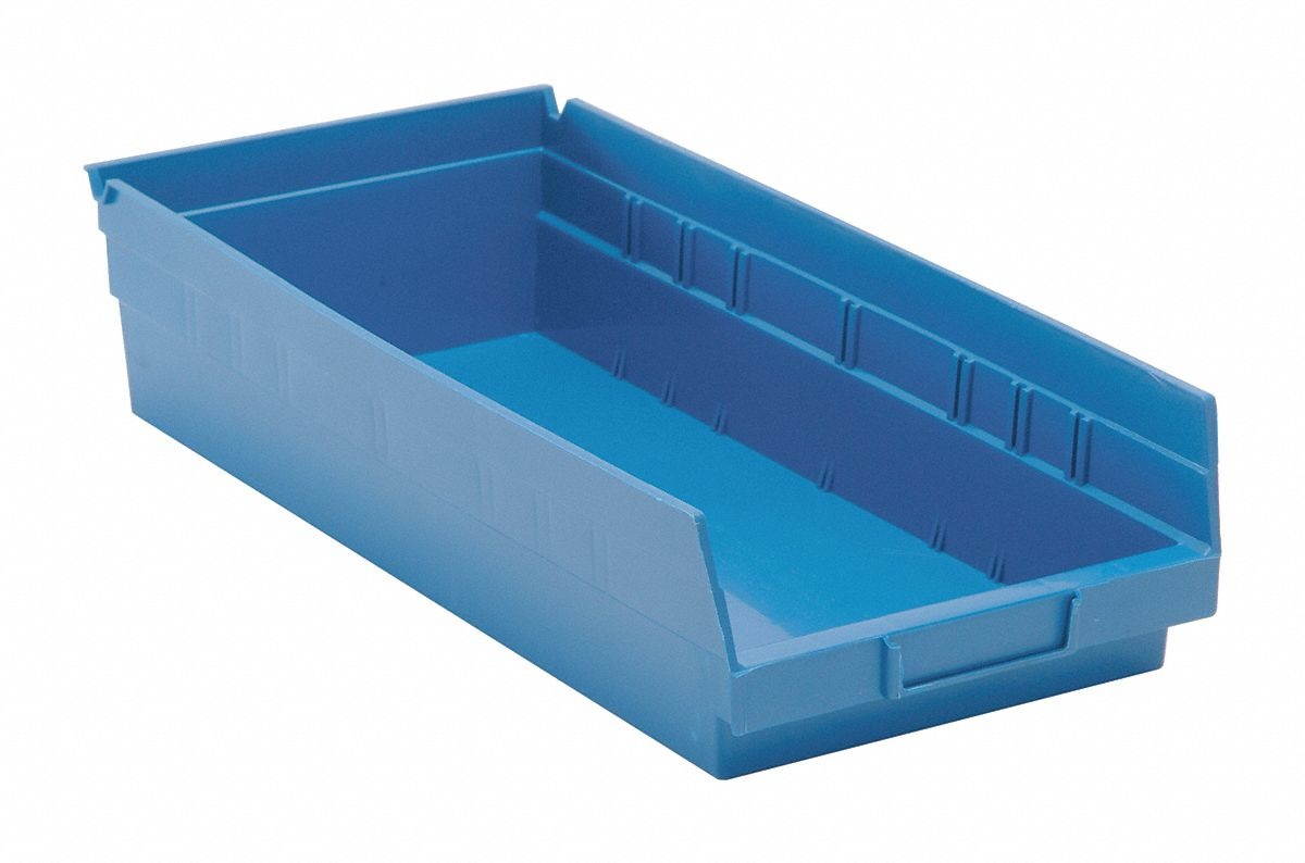 QUANTUM STORAGE SYSTEMS QSB108BL Blue Shelf Bin, 17-7/8"L x 8-3/8"W x 4"H