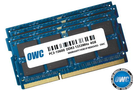 OWC 16GB ( 4x4GB ) PC3-10600 DDR3 1333MHz SODIMM 204 Pin Memory Upgrade Kit For Mid 2010/2011 21.5" & 27" iMac (except 3.2GHz i3 Model). Model OWC1333DDR3S16S