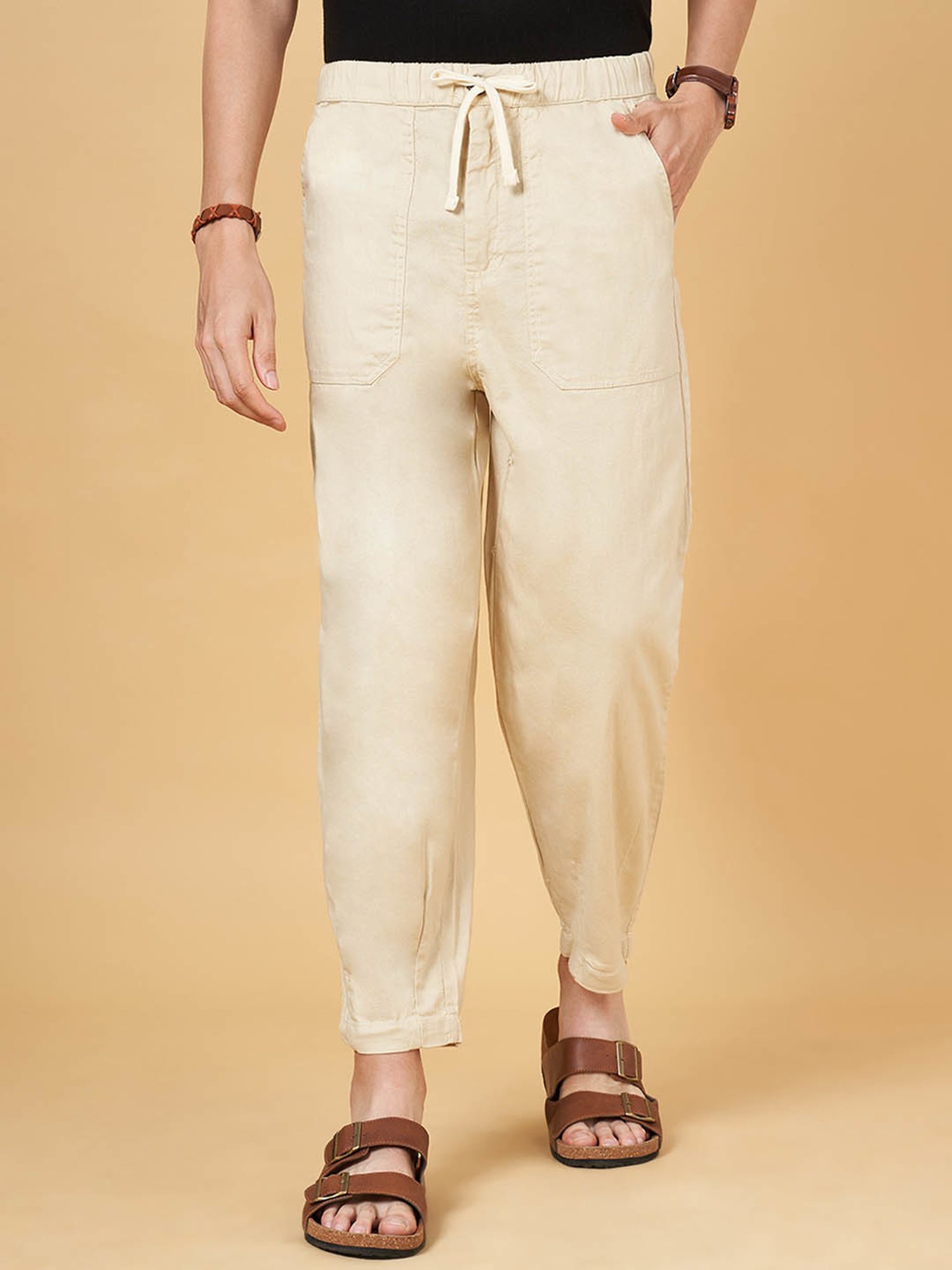 7 Alt by Pantaloons Off White Relaxed Fit Trousers