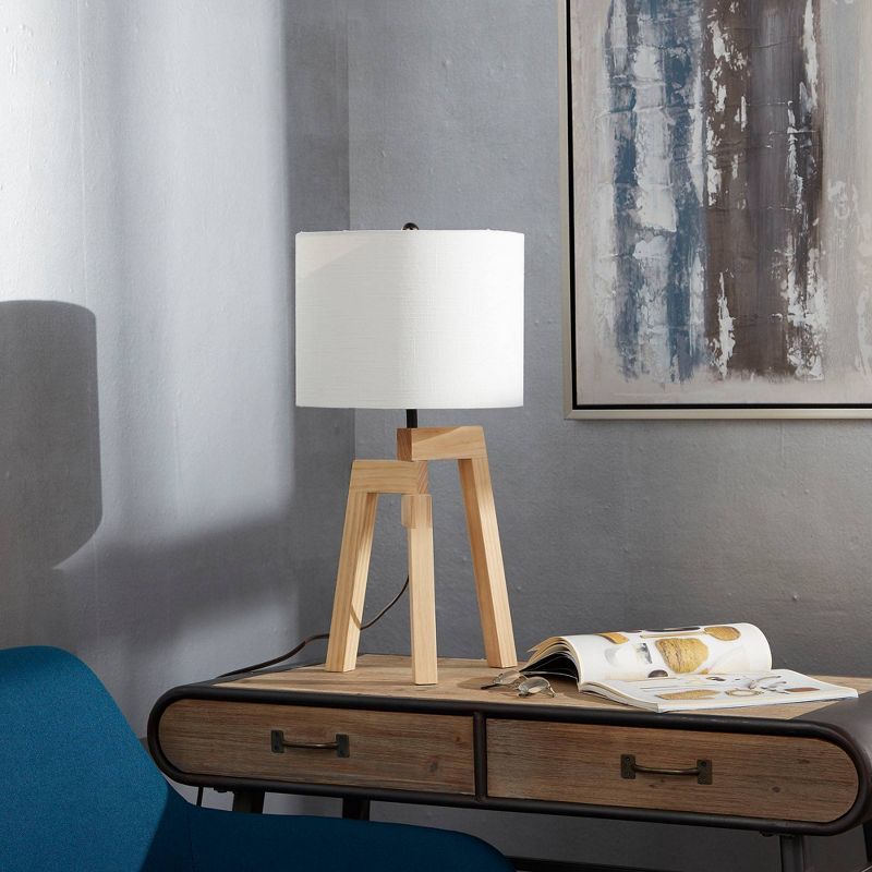 23.5" Fredrica Tripod Wood Silverwood Table Lamp (Includes LED Light Bulb) Light Brown - Decor Therapy