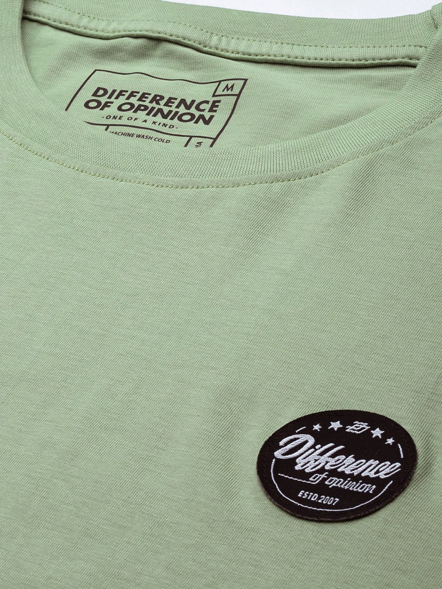 Difference Of Opinion Green Cotton Loose Fit Striped T-Shirt